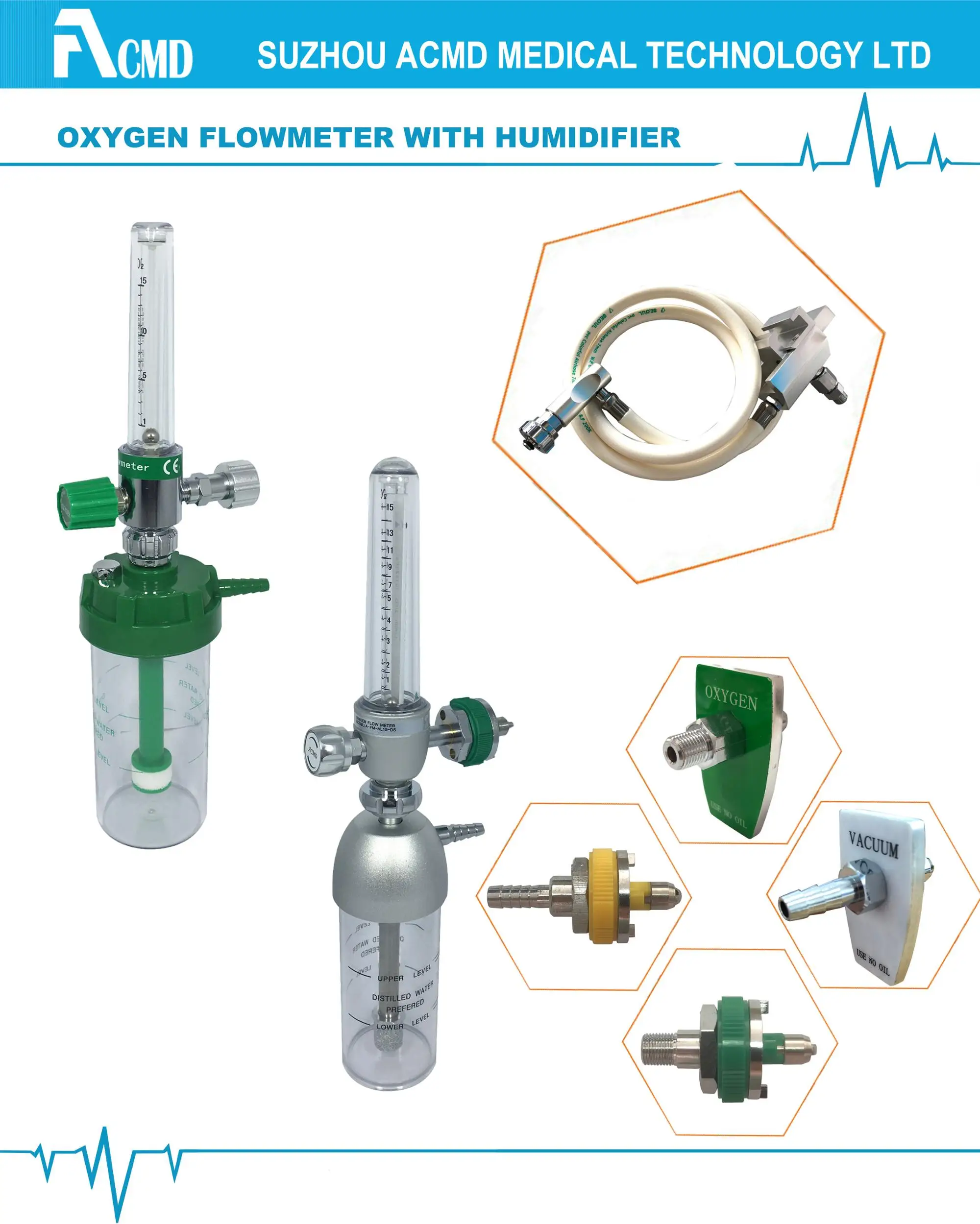 Wall Mounted Afmal15 Oxygen Flow Meter With Humidifier For Bed Head