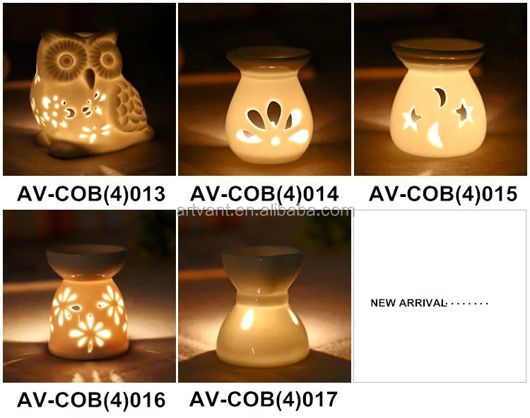 Wholesale White Ceramic Oil Burner Cartoon Candle Aromatherapy Oil Lamp
