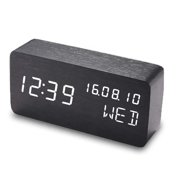 

Rohs wooden alarm clock USB charging led alarm clock with led light projection alarm clock