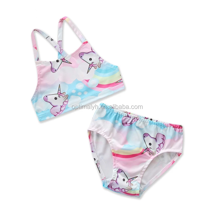 

New Products Wholesale girls summer beach wear kids unicorn 2pcs swim set, Picture