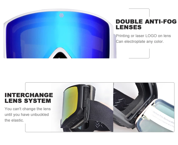 System Lens Ski Goggles Elastic Band Snap Joint Snow Goggles