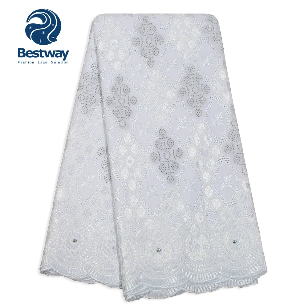 

2019 White Swiss Voile Lace New Fashion African Voile Lace High Quality embroidery 100% Cotton Lace For Wedding Dresses SL0473, Black;white;multi-color lace fabrics