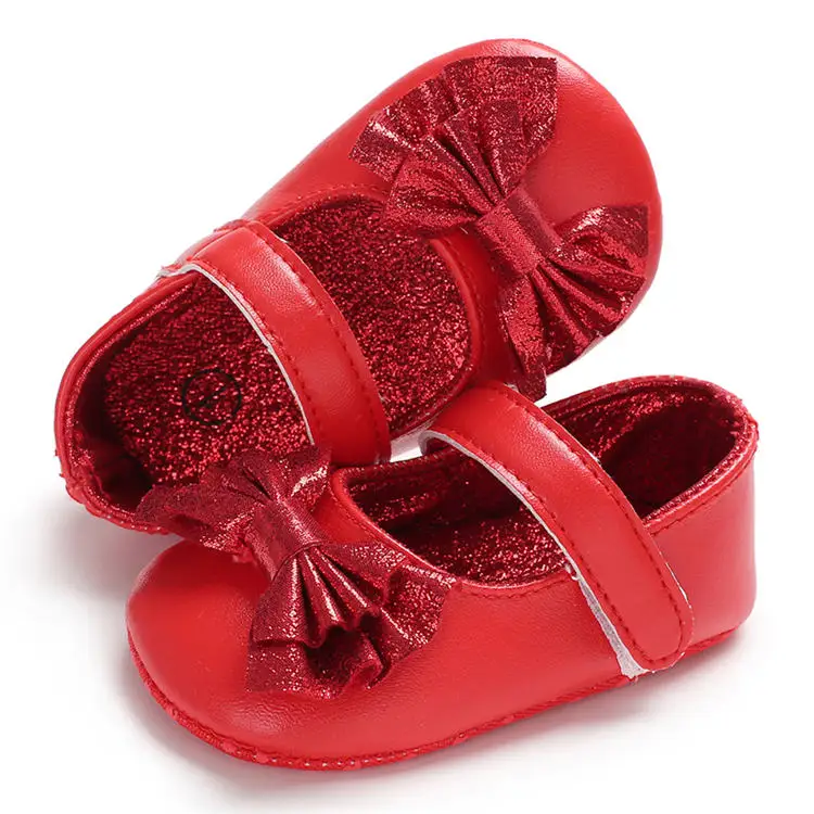 
China Factory PU Leather Bowknot 0-2 years Dress party baby crib shoes 