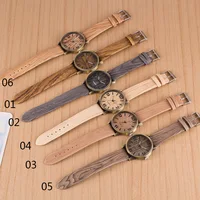 

2016 newest design wholesale Wood watch custom logo fashion leather wrist watch