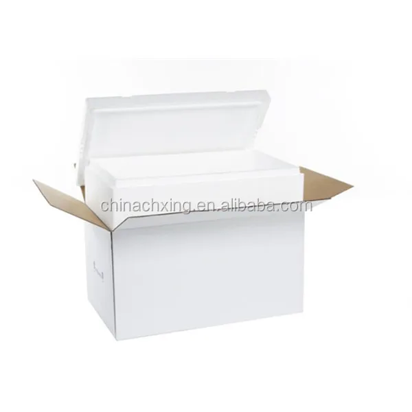 Styrofoam Fish Boxes with white color cardboard box for Shipping