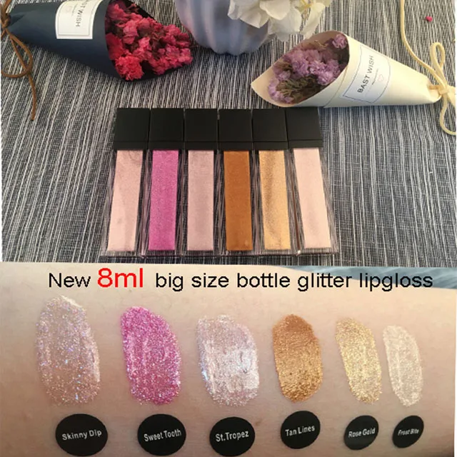 

High quality private label 6 color glitter Lip gloss shiny lipgloss, N/a