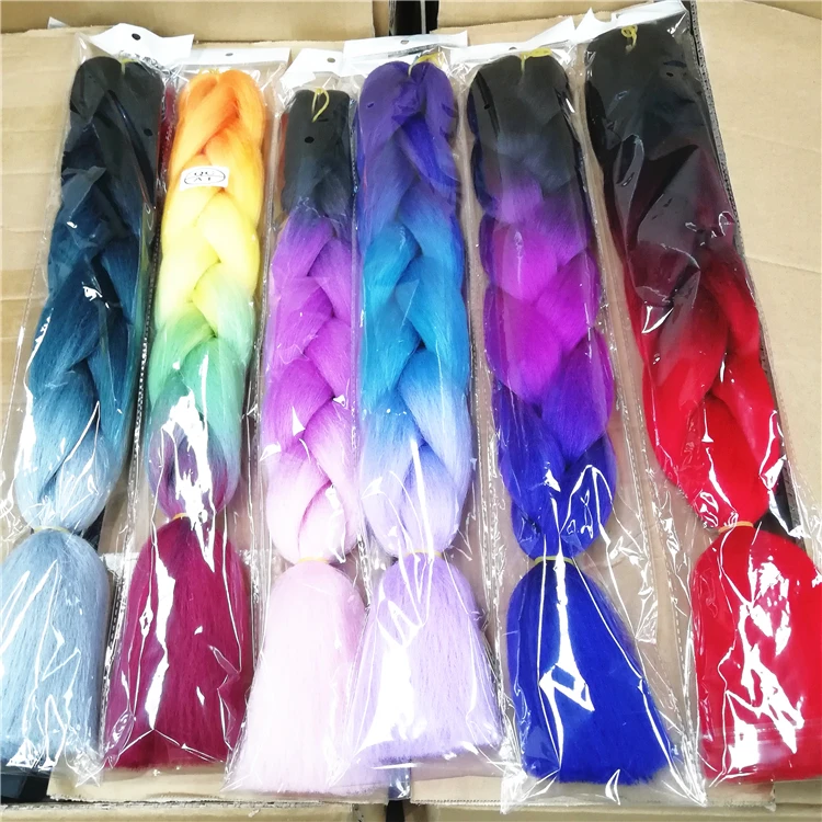 
Wholesale 100g 165g 48 82 Inch jumbo braid 100 synthetic ombre braiding hair  (60820208077)