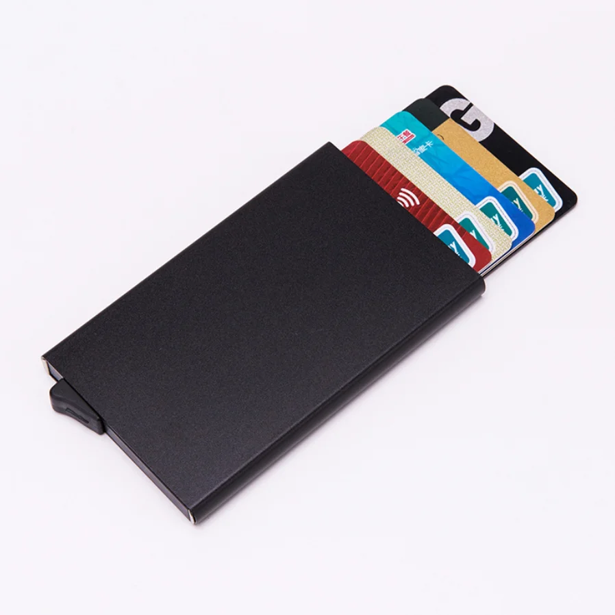 

Rfid Blocking Aluminum Alloy Card Box Holder Slim Wallet Portable Anti Theft Metal Card Clip For Credit Cards, Black, grey, red, gold, blue, silver