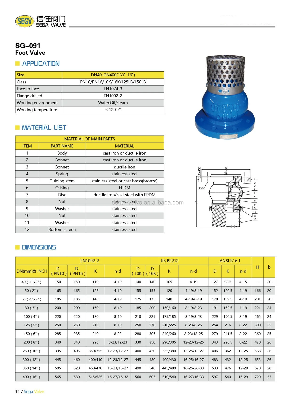 Ductile Cast Iron Foot Valve With Stainless Steel Strainer Buy
