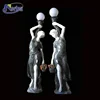 Factory supply natural black stone life size lady statue lamp post price