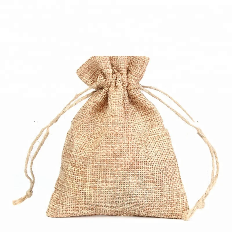 Custom Logo Jute Burlap Pouches Bags Drawstring Party Favors Jewelry