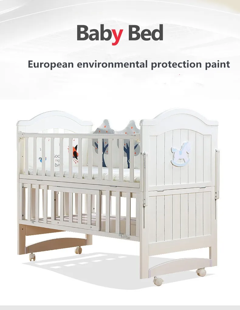 Newly Design Splicing With Adult Bed Multifunction Wooden Baby Rocking