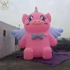 cute inflatable pig angle with wings , square park decoration inflatable animal pig cartoon character