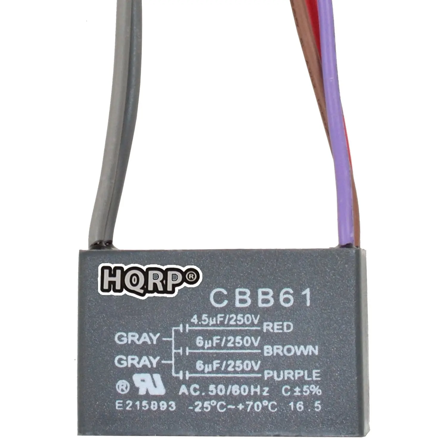 Get Quotations · HQRP Ceiling Fan Capacitor CBB61 4.5uf+6uf+6uf 5-Wire plus HQRP