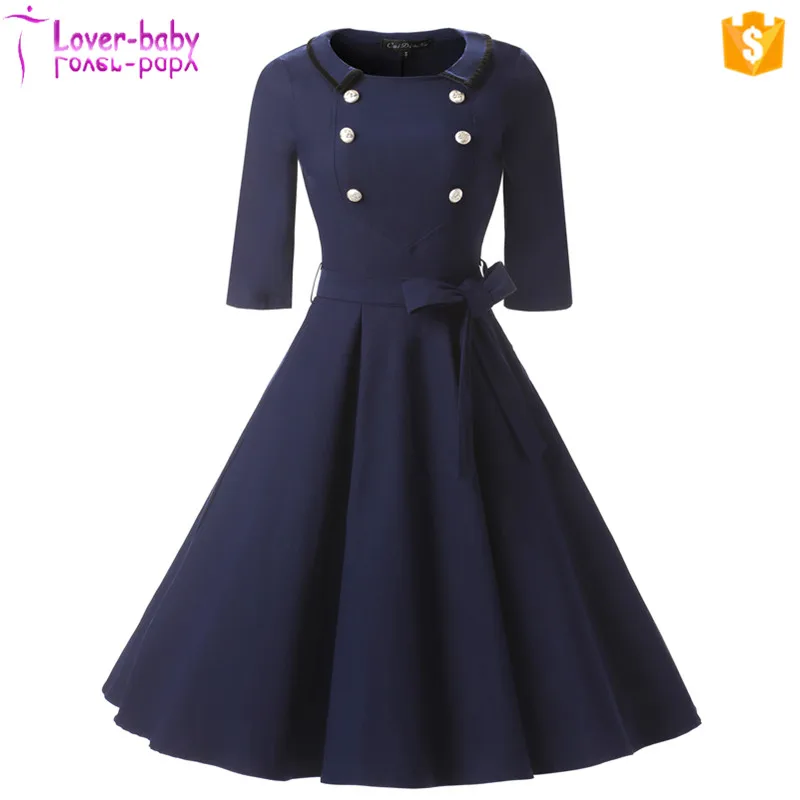 

Women Double Breasted Lapel Collar Belted A Line Dress for women knee length L36102, As shown