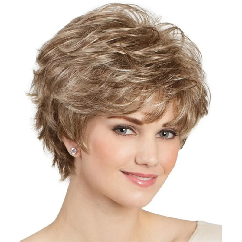 

Aishili wholesale gold color kinky curly short wig synhtetic hair Wigs for women