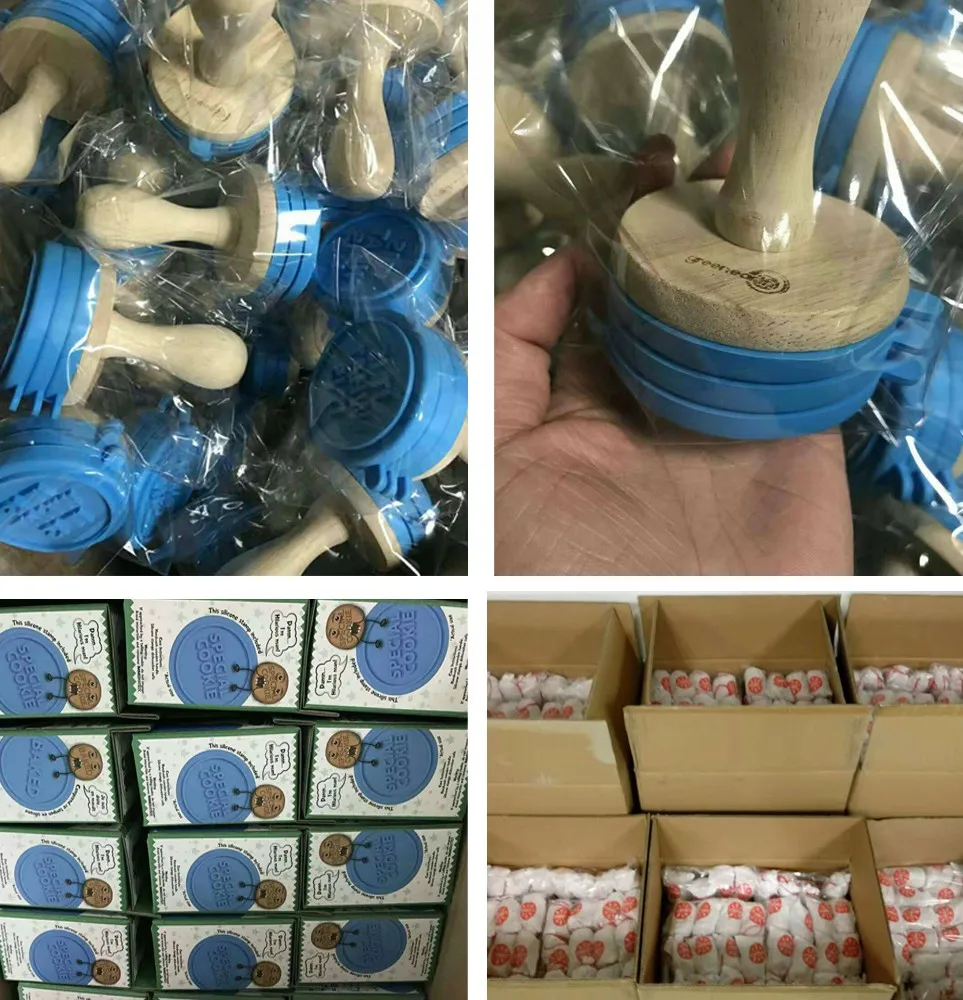 
Wholesale Custom Christmas Gift Silicone Stamp DIY wood handle silicone cookie stamp 