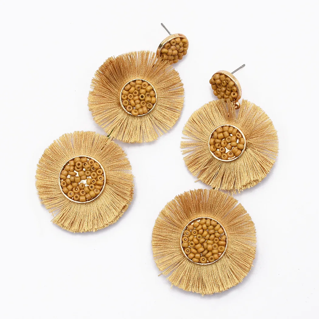 Wholesale Handmade New Trend Statement Tassel Drop Seed Beads Earring