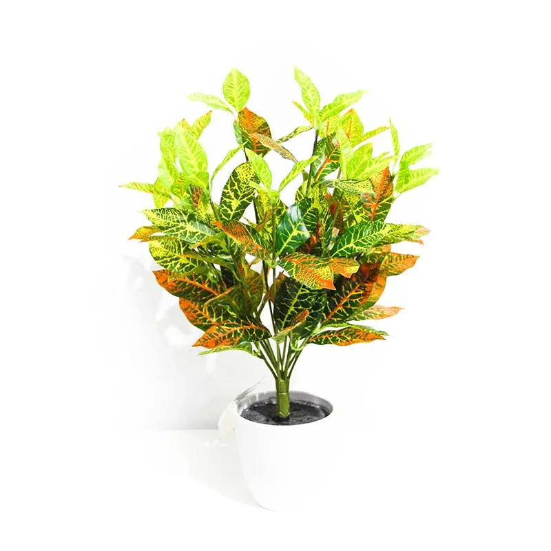 Artificial Plants Silk Gold Leaf Shrubs Faux Realistic Bushes Diy