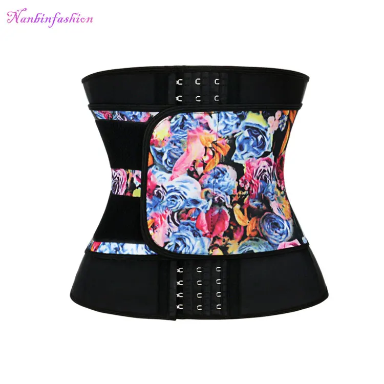 

Black And Floral Woman Slimming Belt Steel Boned Sexy Latex Waist Trainer Corset MH1680, Black and flora;custom