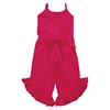 Classical Style Gender Girls Clothes Kids Plain Cotton Jumpsuits Wide Leg opening 1 Piece Short