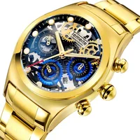 

Temeite Watch Men's Steel Belt Watches Men Wrist Three-eye Hollow Dial Luminous Calendar 3ATM Waterproof Clock Reloj Hombre