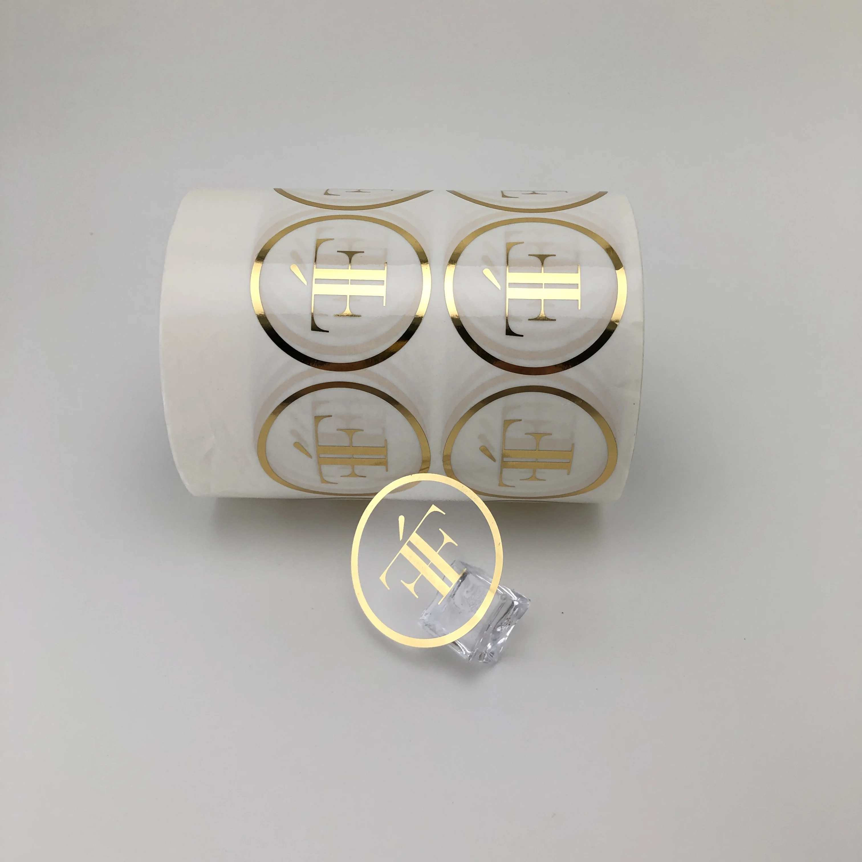 
Custom Gold Foil Stamping Clear Logo Printed Transparent Circle Stickers Clear Round Sticker Printing 
