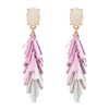 2018 summer pink long tassel dangling single real stone stick costume sequin earring drops