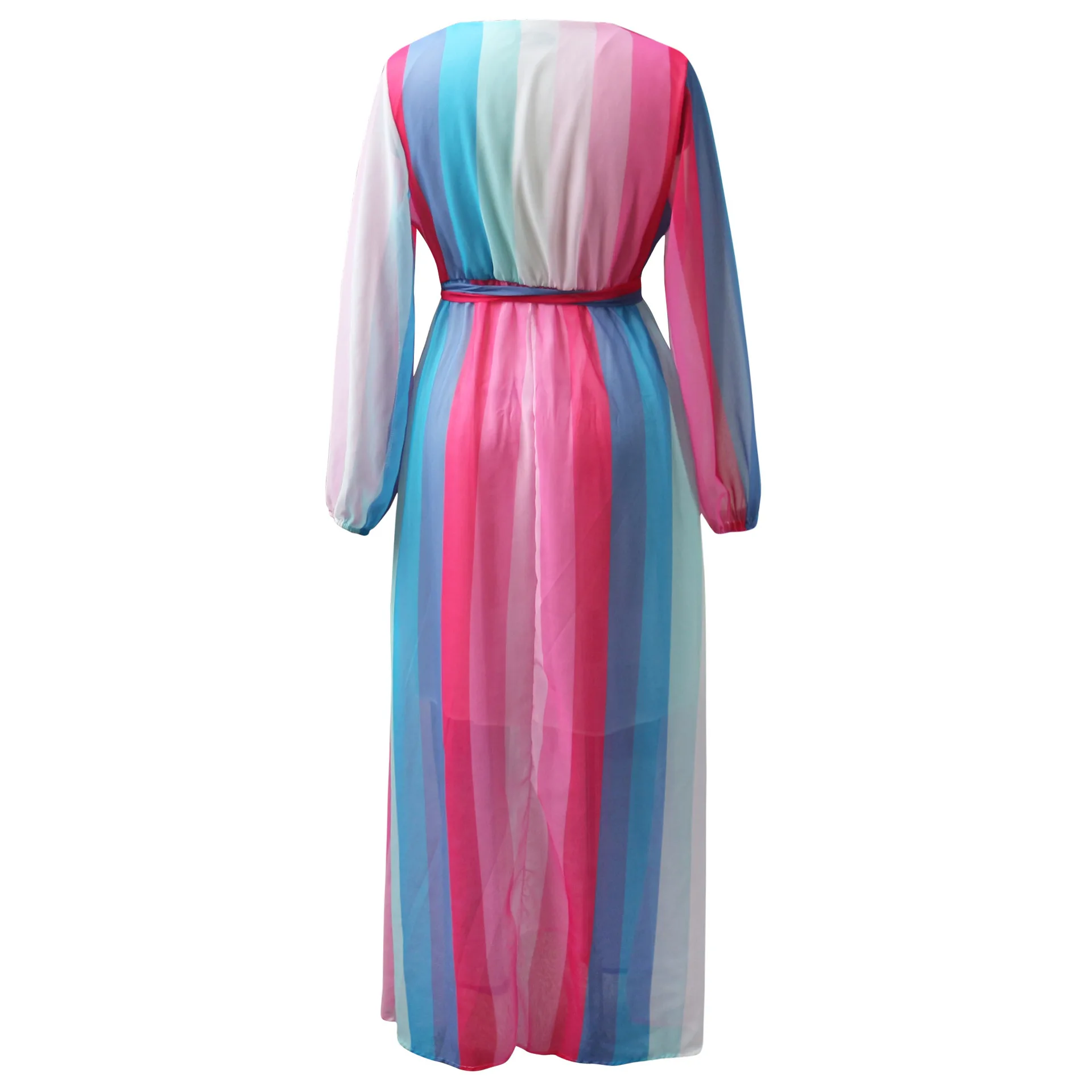 Summer Wrap Maxi Dresses Floral V Neck Beach Sundresses Womens Long Sleeve Maxi Dresses Floral