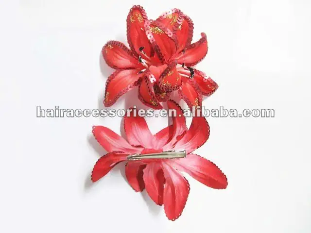 Fashion Red Orchid Hair Flowers With Alligator Clips For Girls Buy