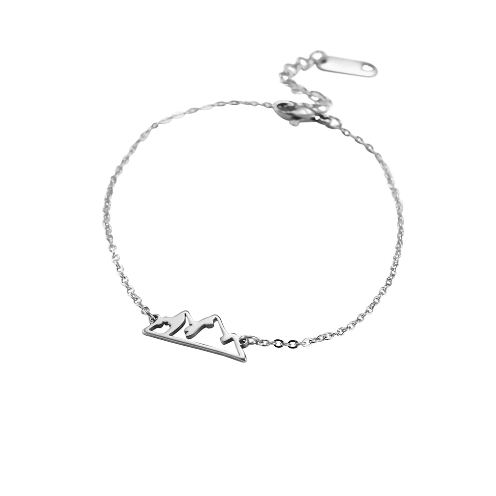

2019 Korea Style Fashion Steel Color Stainless Steel Geometrical Shape Link Chain Bracelet For Women And Girls