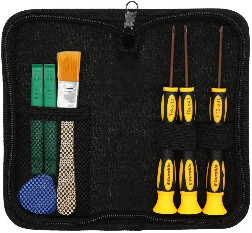 
ED-85062 7 IN 1 Game Repair Kit Safe Prying Tool Cleaning Brush T8 T6 T10 Screwdriver Set for Xbox 360 Controller and PS3 PS4 