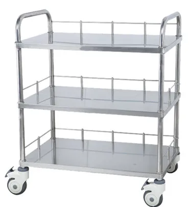 Mobile stainless steel feculence nursing trolley cart in hospital medical crash trolley cart