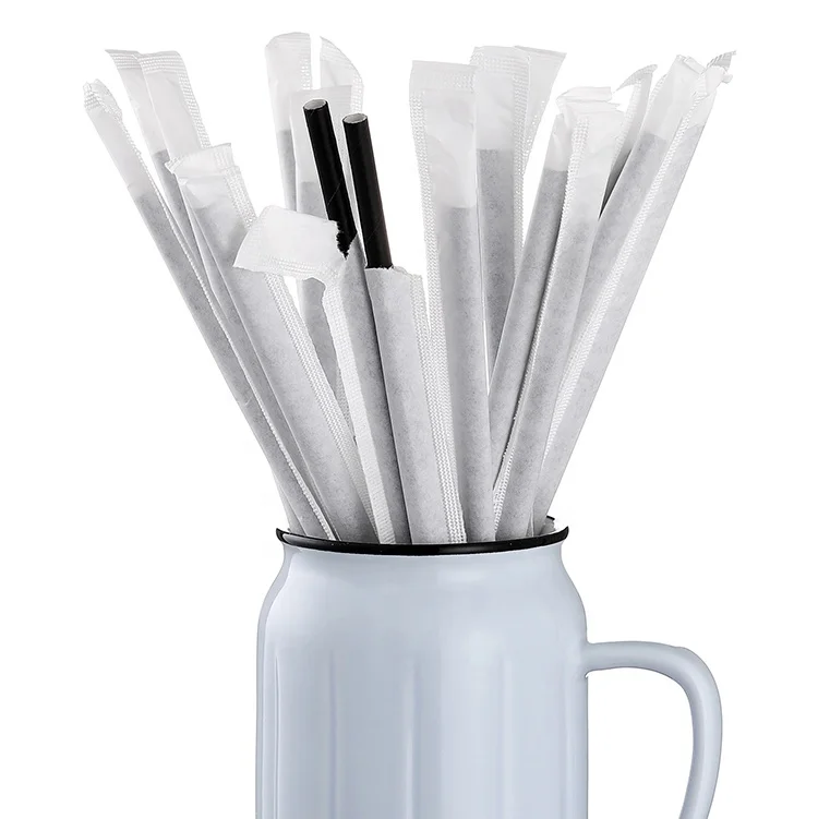 

Custom Biodegradable Individual Wrapped Paper Straws FDA Approved, Can printing as your requirement