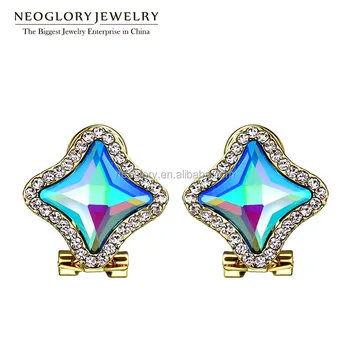 Promotional Ombre Star Shaped Crystal Real Gold Plated Zinc Promotional Ombre Star Shaped Crystal Real Gold Plated Zinc Alloy Earrings With Rhinestones For Whole