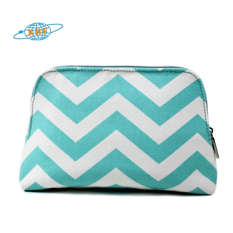 

zipper bag canvas stripe makeup Factory Travel Canvas Makeup Bag Custom Pouch, Blue,customzied color