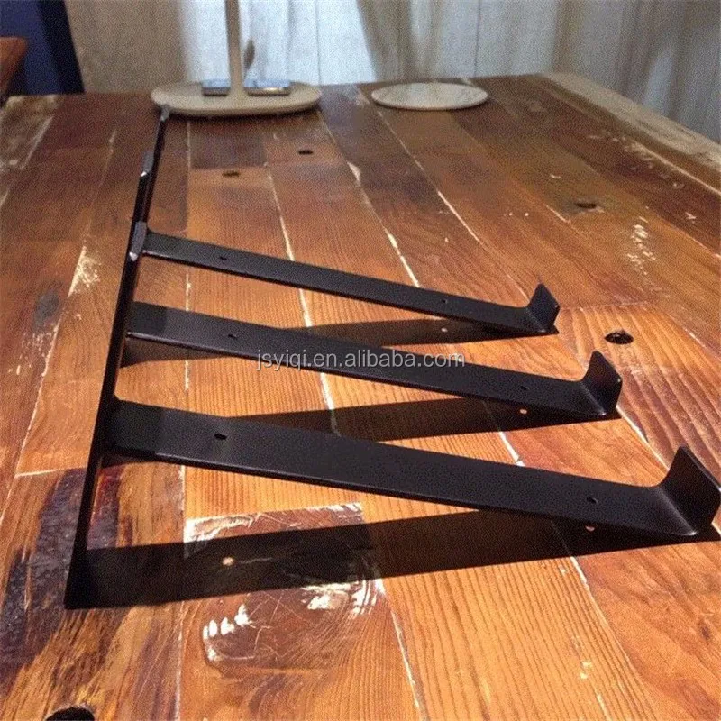 Handcrafted Black Iron Shelf Brackets Industrial Decorative Wall