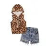 2pcs Baby Girls 2019 Kids Leopard Vest Tops+Denim Shorts Jeans Outfits Clothes Set 1-7Y