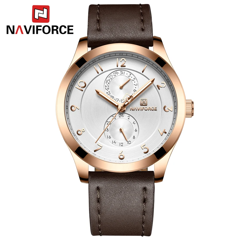 

2018 NAVIFORCE New Men's Fashion Sport Watch Men Leather Waterproof Quartz Watches Male Date LED Analog Clock Relogio Masculino