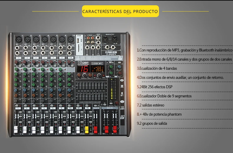 8-канальный usb-микшер Consola de Audio professional 16DSP