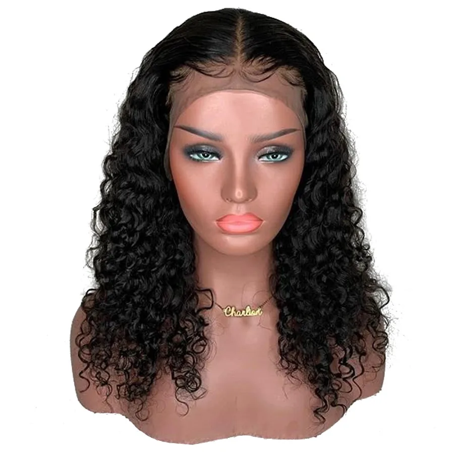 

Medium brown swiss lace Cambodian deep wave wig, natural hairline wigs human hair lace front