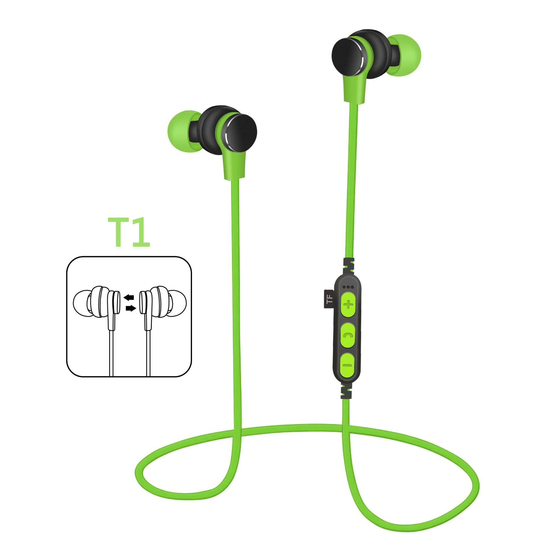 

T1 IPX8 metal chambers 3D sound sports bluetooth earphone neck band bluetooth earphone