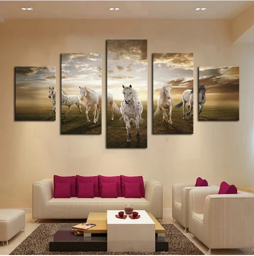 5pcs Art Pictures Running Horse Large HD Modern Home Wall Decor Abstract Canvas Print Oil Painting 5pcs Art Pictures Running Horse Large HD Modern Home Wall Decor Abstract Canvas Print Oil Painting