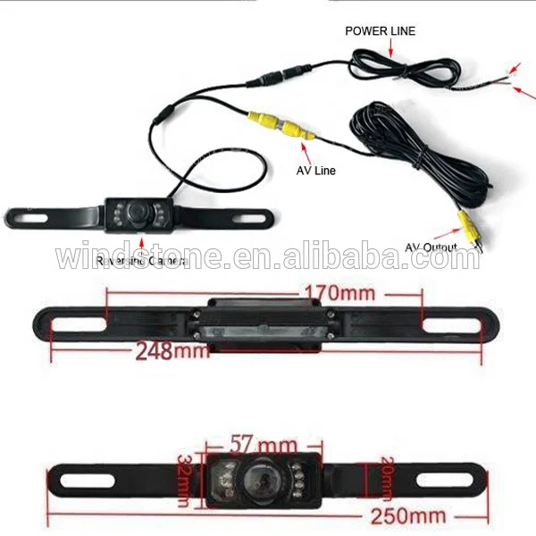 
Waterproof Backup Camera Color Car Rear View Camera 170 Degree Viewing Angle License Plate Mount 7 Infrared Night Vision LED 