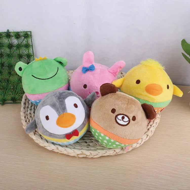 

In stock animal plush toy squeaky stuffed pet toy ball for pet dog husky, Brown or customized