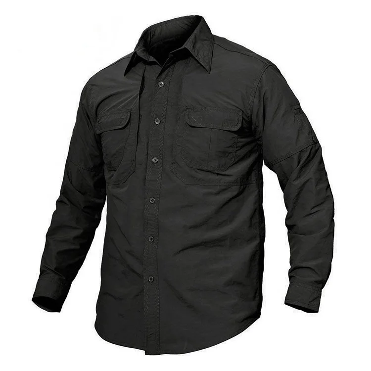 

Men's breathable quick-drying UV protection solid color long-sleeved outdoor shirt