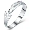 Wholesale 2018 Fashion Silver Plated Open Cuff Fish Charms Alloy Bangle Jewelry