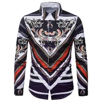 

Print Shirt Men Slim Fit Long Sleeve Chemise Homme Spring Autumn Button Down Shirt Male Casual Party Holiday Camisa
