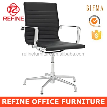 Black Modern Executive Leather Office Swivel Chairs Without Wheels