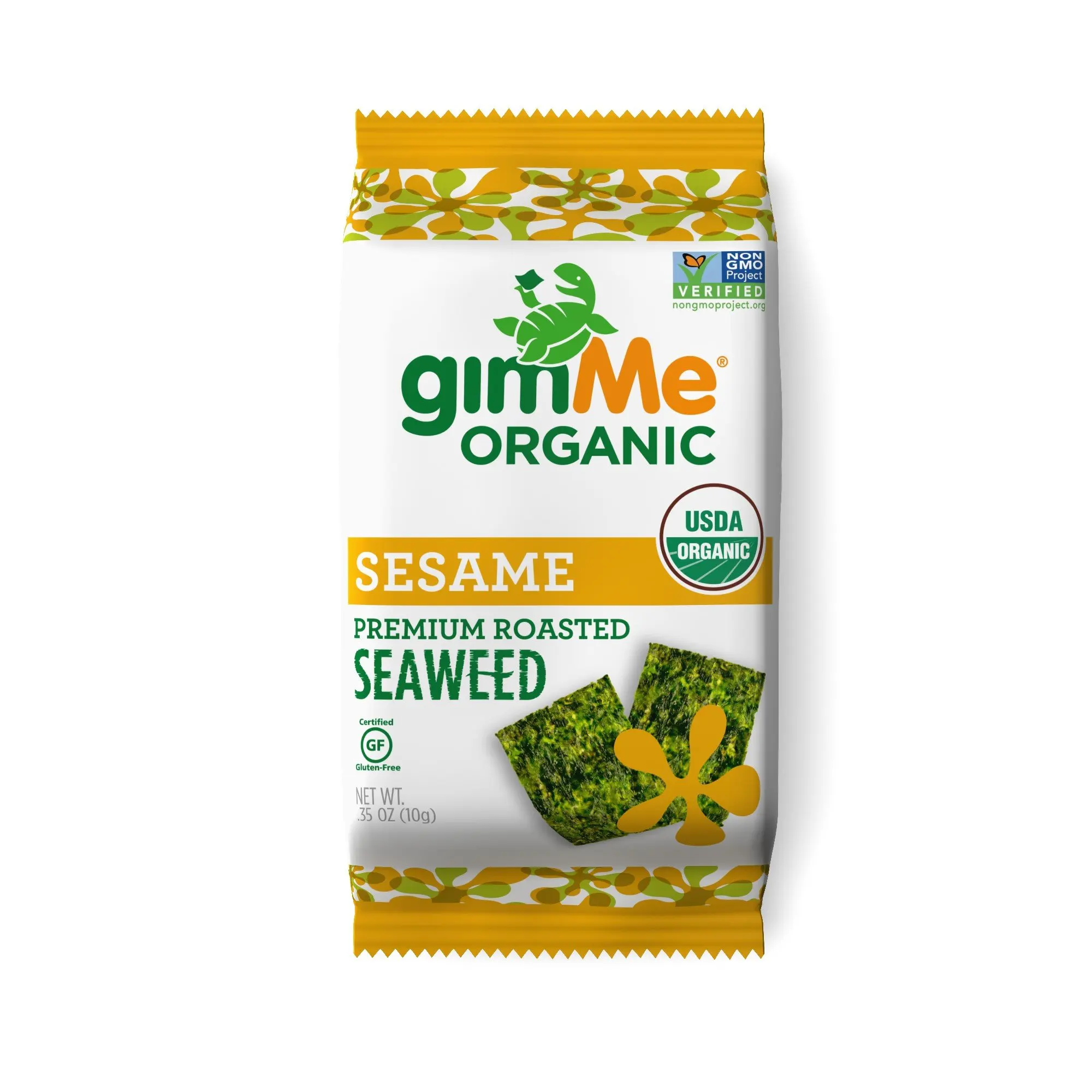 gimMe Snacks Organic Premium Roasted Seaweed, Sesame, 0.35 Ounce (10 g) - (Pack of 12)